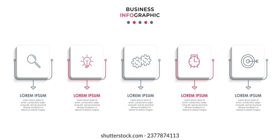 Plantilla de negocio de diseño de infografía vectorial con iconos y 5 opciones o pasos. 