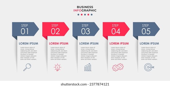 Vector Infographic design business template with icons and 5 options or steps. 
