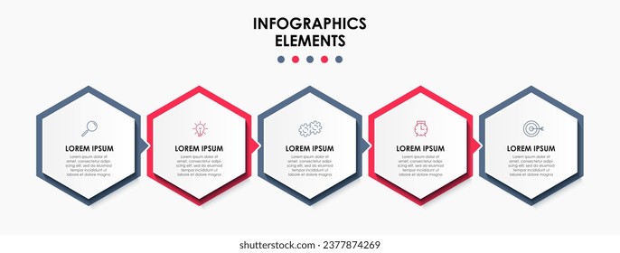 Vector Infographic design business template with icons and 5 options or steps. 