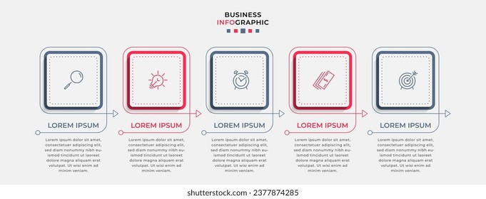 Plantilla de negocio de diseño de infografía vectorial con iconos y 5 opciones o pasos. 