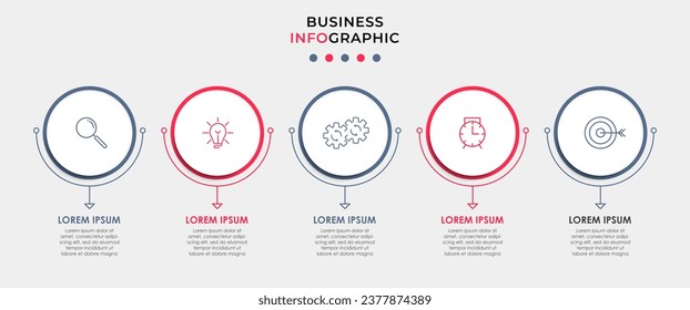 Plantilla de negocio de diseño de infografía vectorial con iconos y 5 opciones o pasos. 