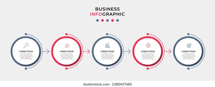 Plantilla de negocio de diseño de infografía vectorial con iconos y 5 opciones o pasos. 