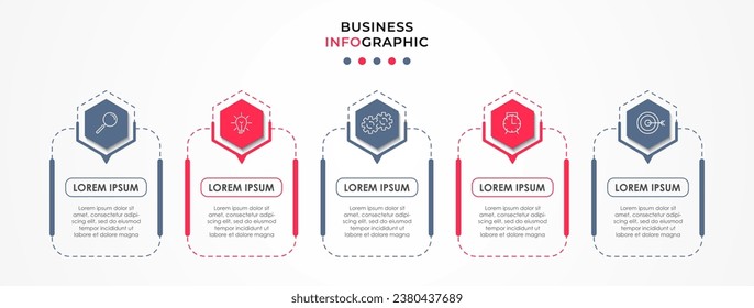 Plantilla de negocio de diseño de infografía vectorial con iconos y 5 opciones o pasos. 