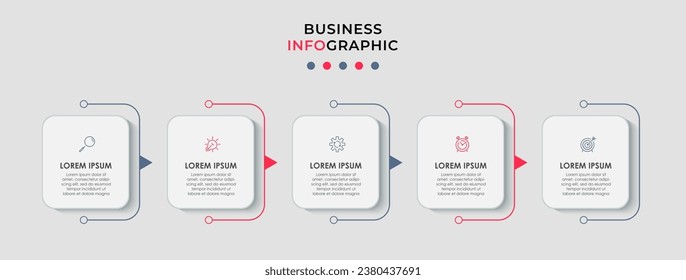 Plantilla de negocio de diseño de infografía vectorial con iconos y 5 opciones o pasos. 