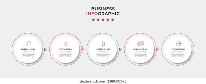 Plantilla de negocio de diseño de infografía vectorial con iconos y 5 opciones o pasos. 