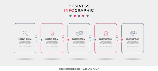 Plantilla de negocio de diseño de infografía vectorial con iconos y 5 opciones o pasos. 