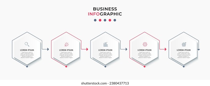 Vector Infographic design business template with icons and 5 options or steps. 