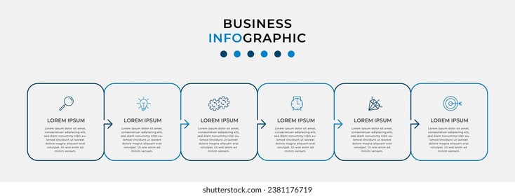 Plantilla de negocio de diseño de infografía vectorial con iconos y 6 opciones o pasos. 