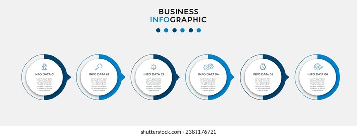 Plantilla de negocio de diseño de infografía vectorial con iconos y 6 opciones o pasos. 