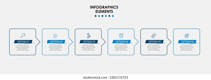 Plantilla de negocio de diseño de infografía vectorial con iconos y 6 opciones o pasos. 
