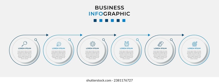 Vector Infographic design business template with icons and 6 options or steps. 