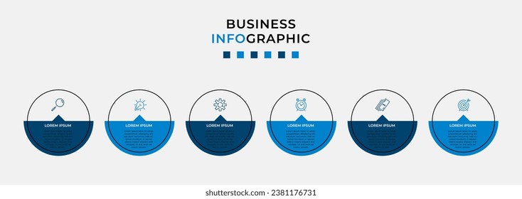 Vector Infographic design business template with icons and 6 options or steps. 