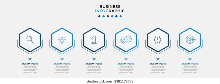 Vector Infographic design business template with icons and 6 options or steps. 