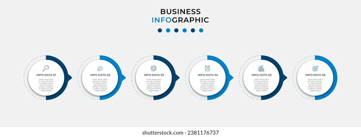 Vector Infographic design business template with icons and 6 options or steps. 