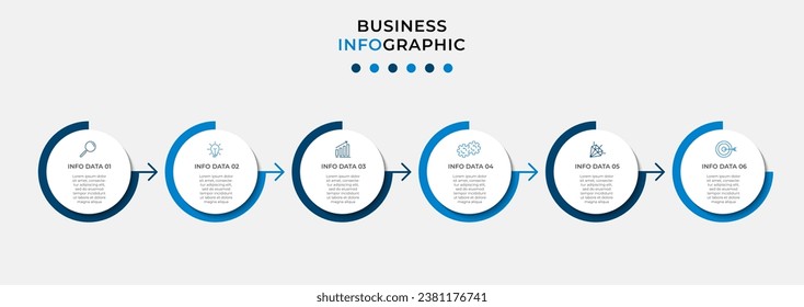 Vector Infografik Design Business Template mit Symbolen und 6 Optionen oder Schritten. 