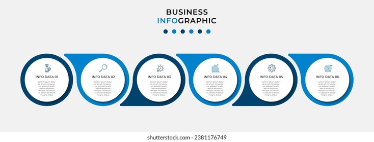 Vector Infographic design business template with icons and 6 options or steps. 