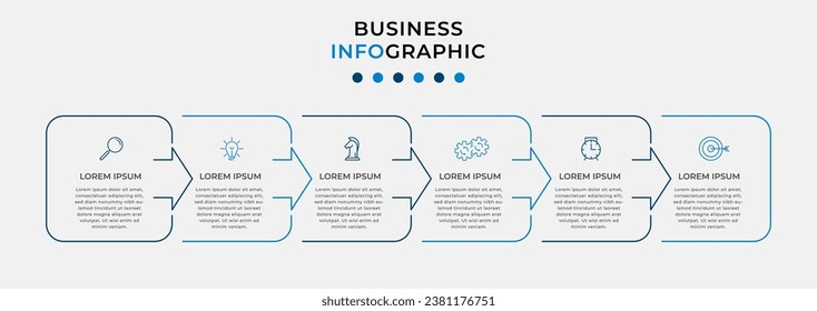 Plantilla de negocio de diseño de infografía vectorial con iconos y 6 opciones o pasos. 