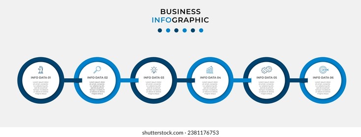 Vector Infografik Design Business Template mit Symbolen und 6 Optionen oder Schritten. 