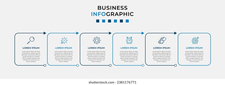 Vector Infographic design business template with icons and 6 options or steps. 