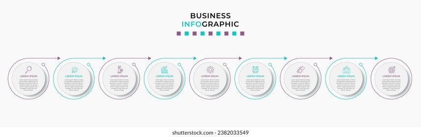 Vector Infographic design business template with icons and 9 options or steps.