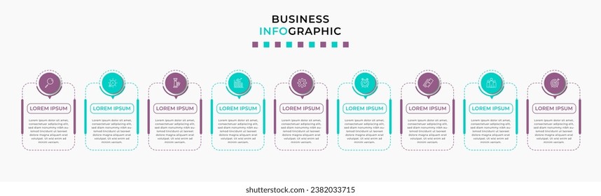 Vector Infographic design business template with icons and 9 options or steps. 