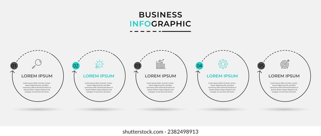 Geschäftsvorlage für Vektorgrafik-Design mit Symbolen und 5 Optionen oder Schritten