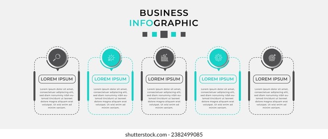 Plantilla de negocio de diseño de infografía vectorial con iconos y 5 opciones o pasos. 