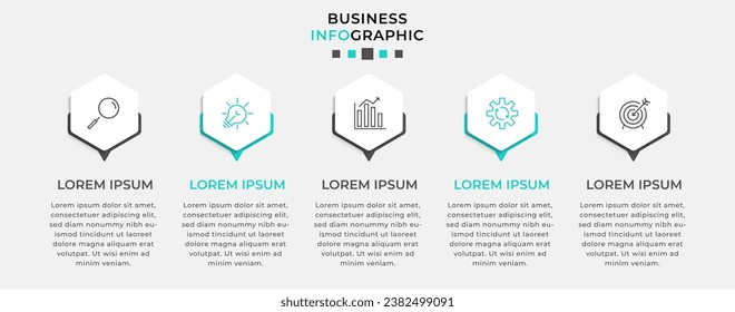 Vector Infografik Design Business Template mit Symbolen und 5 Optionen oder Schritten. 