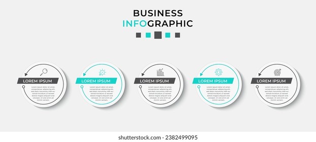 Vector Infografik Design Business Template mit Symbolen und 5 Optionen oder Schritten. 