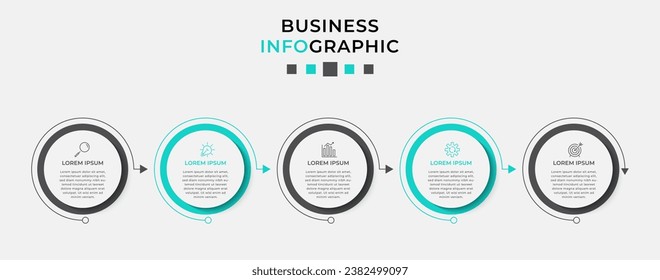 Plantilla de negocio de diseño de infografía vectorial con iconos y 5 opciones o pasos. 