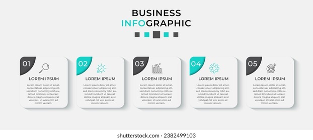 Plantilla de negocio de diseño de infografía vectorial con iconos y 5 opciones o pasos. 