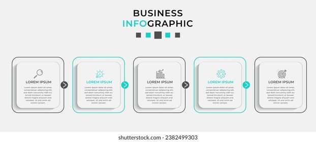 Plantilla de negocio de diseño de infografía vectorial con iconos y 5 opciones o pasos. 