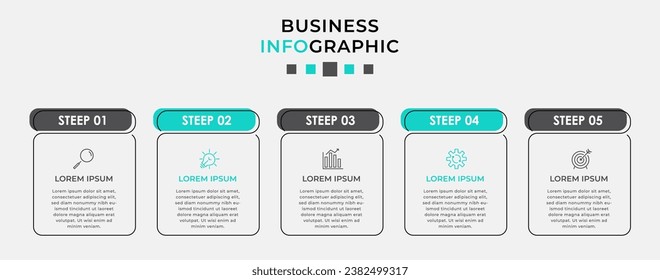 Vector Infographic design business template with icons and 5 options or steps. 