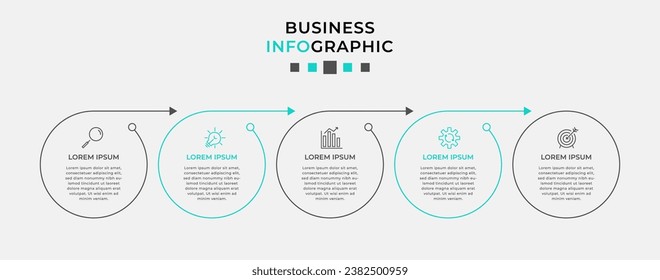 Plantilla de negocio de diseño de infografía vectorial con iconos y 5 opciones o pasos.