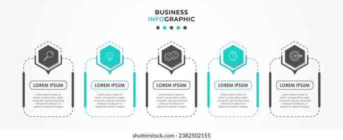 Plantilla de negocio de diseño de infografía vectorial con iconos y 5 opciones o pasos. 
