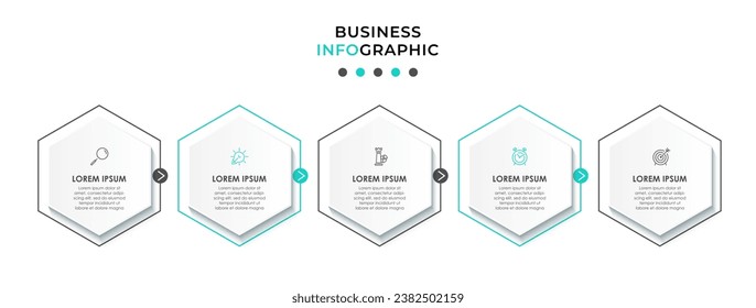 Plantilla de negocio de diseño de infografía vectorial con iconos y 5 opciones o pasos. 