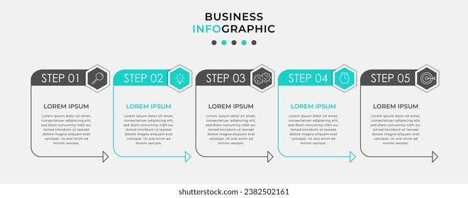 Vector Infografik Design Business Template mit Symbolen und 5 Optionen oder Schritten. 