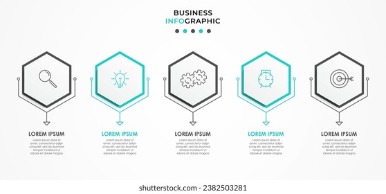 Vector Infographic design business template with icons and 5 options or steps. 