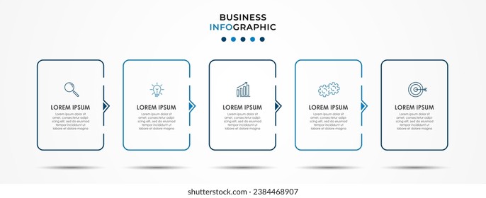 Plantilla de negocio de diseño de infografía vectorial con iconos y 5 opciones o pasos. 