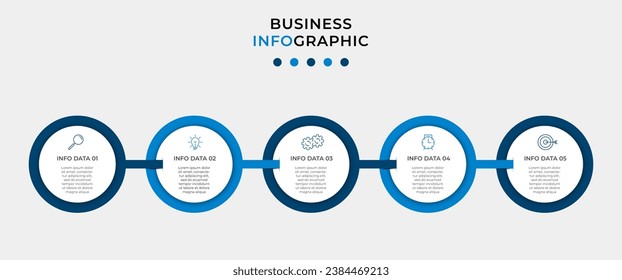 Plantilla de negocio de diseño de infografía vectorial con iconos y 5 opciones o pasos. 