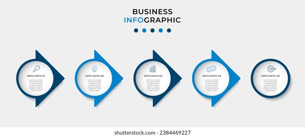 Plantilla de negocio de diseño de infografía vectorial con iconos y 5 opciones o pasos. 
