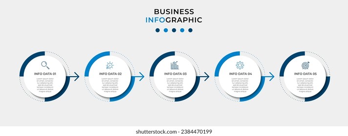 Plantilla de negocio de diseño de infografía vectorial con iconos y 5 opciones o pasos. 