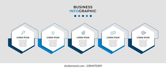 Plantilla de negocio de diseño de infografía vectorial con iconos y 5 opciones o pasos. 