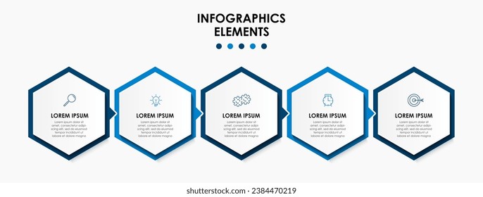 Vector Infographic design business template with icons and 5 options or steps. 