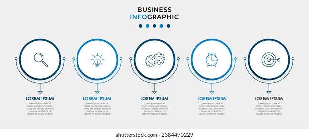 Plantilla de negocio de diseño de infografía vectorial con iconos y 5 opciones o pasos. 