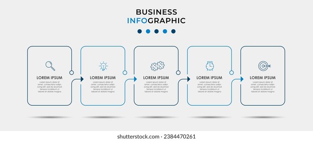 Plantilla de negocio de diseño de infografía vectorial con iconos y 5 opciones o pasos. 