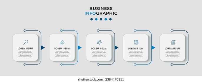 Plantilla de negocio de diseño de infografía vectorial con iconos y 5 opciones o pasos. 