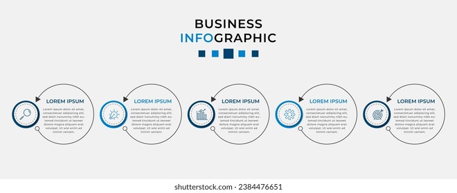 Vector Infografik Design Business Template mit Symbolen und 5 Optionen oder Schritten.