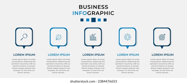 Plantilla de negocio de diseño de infografía vectorial con iconos y 5 opciones o pasos.