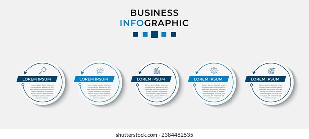 Plantilla de negocio de diseño de infografía vectorial con iconos y 5 opciones o pasos. 